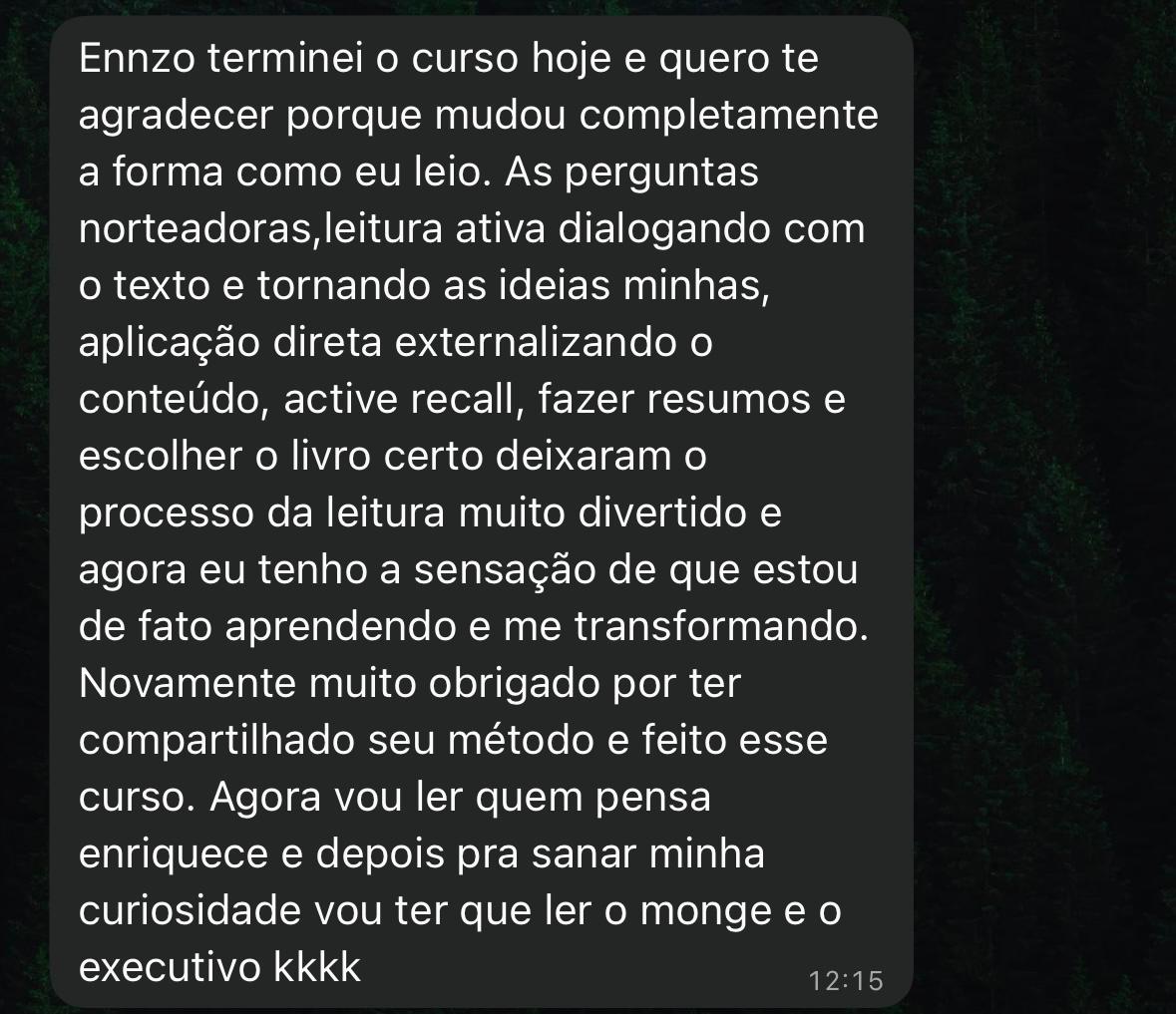 Depoimento de aluno do Leitura Inesquecível