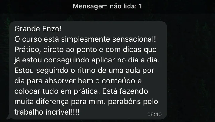 Depoimento de aluno: curso prático, direto e com dicas aplicadas no dia a dia.